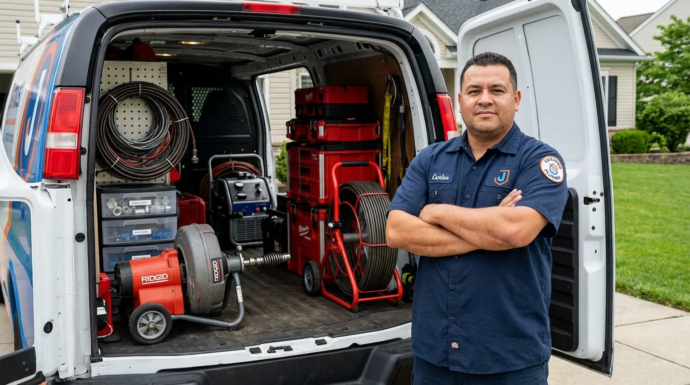 Professional drain cleaning equipment and Johns Plumbing LLC plumber in Rice Lake